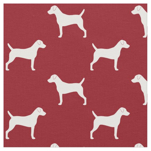 Parson Russell Terrier Dog Silhouettes Patterned Fabric
