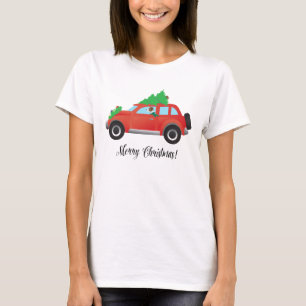 Parson Russell Terrier Driving Christmas Car T-Shirt