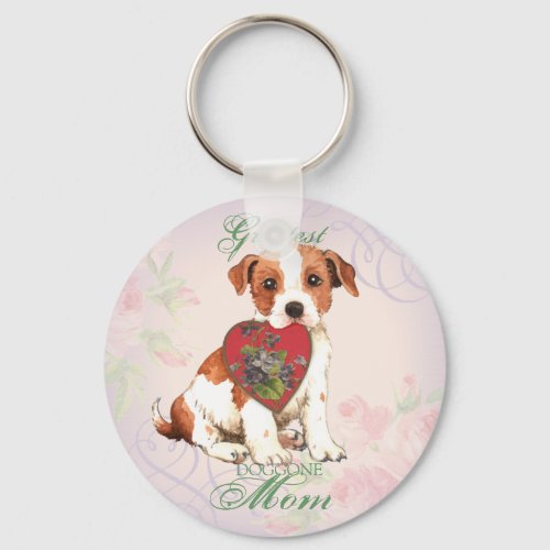 Parson Russell Terrier Heart Mom Keychain
