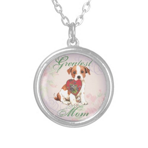 Parson Russell Terrier Heart Mom Silver Plated Necklace