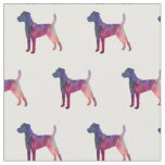 Parson Russell Terrier Silhouette Tiled - Pink Fabric