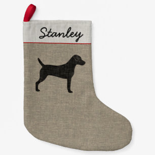 Parson Russell Terrier Silhouette with Custom Text Small Christmas Stocking