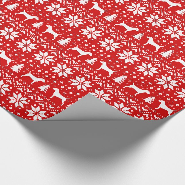 Parson Russell Terrier Silhouettes Dogs Christmas Wrapping Paper (Corner)