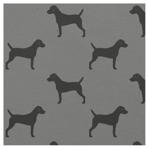 Parson Russell Terrier Silhouettes Grey and Black Fabric