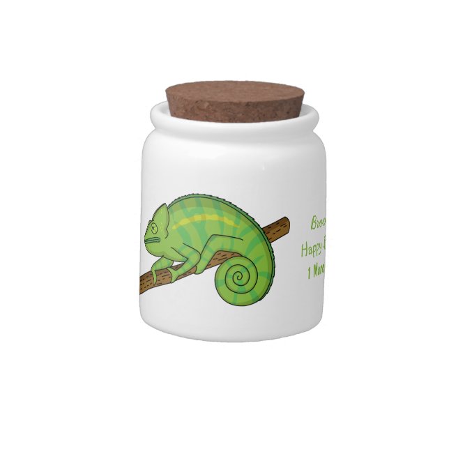 Parson's chameleon illustration candy jar (Left)