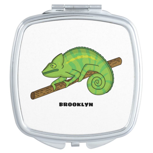 Parson's chameleon illustration compact mirror (Front)