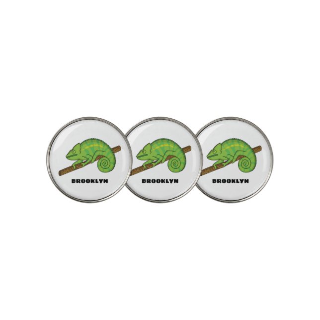 Parson's chameleon illustration golf ball marker (3 Up)