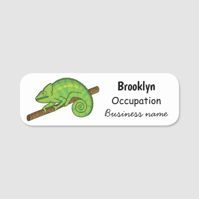Parson's chameleon illustration name tag (Front)