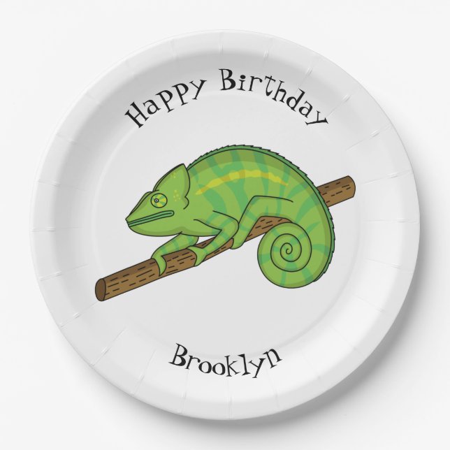 Parson's chameleon illustration paper plates (Front)
