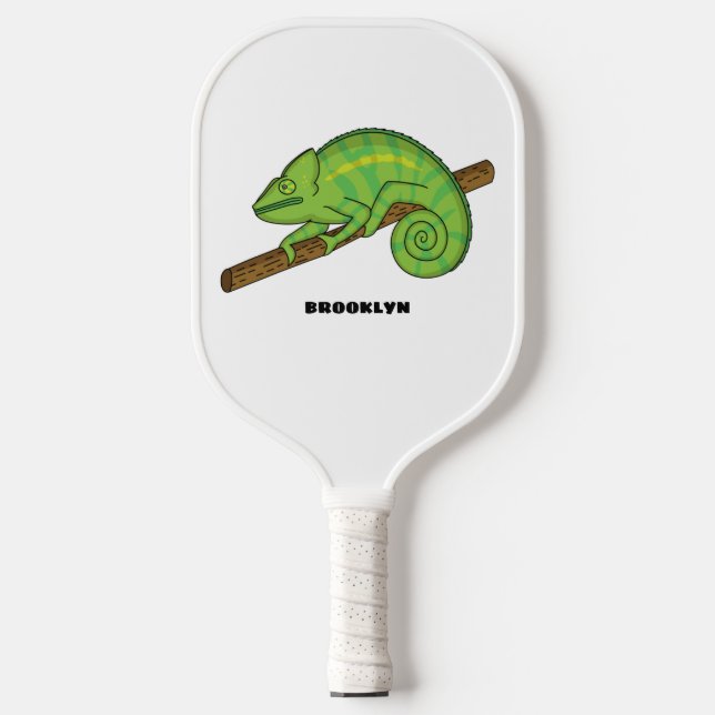 Parson's chameleon illustration pickleball paddle (Front)