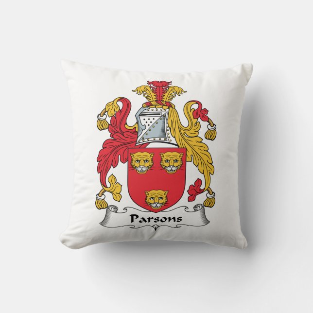 Parsons Family Crest Throw Pillow (Front)