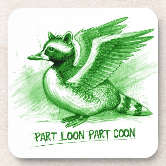 Part Loon Part Coon  Hybrid Creature Beverage Coaster (Front)