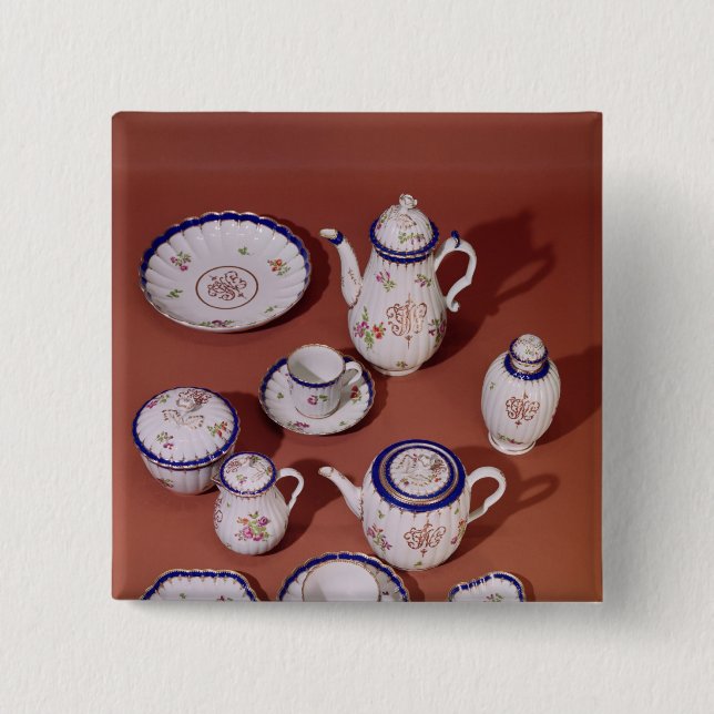 Part of a Worcester monogrammed tea service Pinback Button (Front)