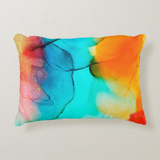 Part of alcohol ink painting, macro photo, abstrac accent pillow (Front)