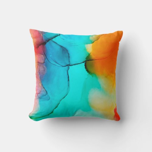 Part of alcohol ink painting macro photo abstrac throw pillow