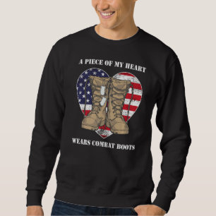 Part Of My Heart Wears Combat Boots Proud Military Sweatshirt