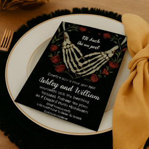 Part Spooky Goth Skeleton Wedding Invitation Dark