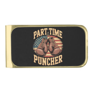 Part Time Puncher Boxing Gloves Gold Finish Money Clip