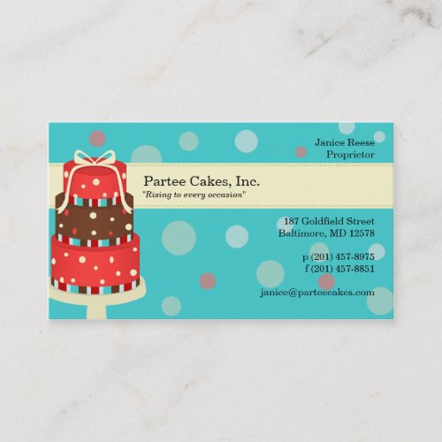 Partee Cakes Bakery Business Card