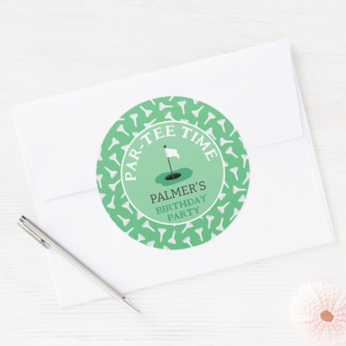 Partee Time Golfing Birthday Party Classic Round Sticker