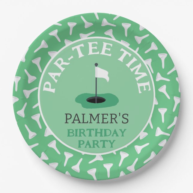 Partee Time Golfing Birthday Party Paper Plates (Front)