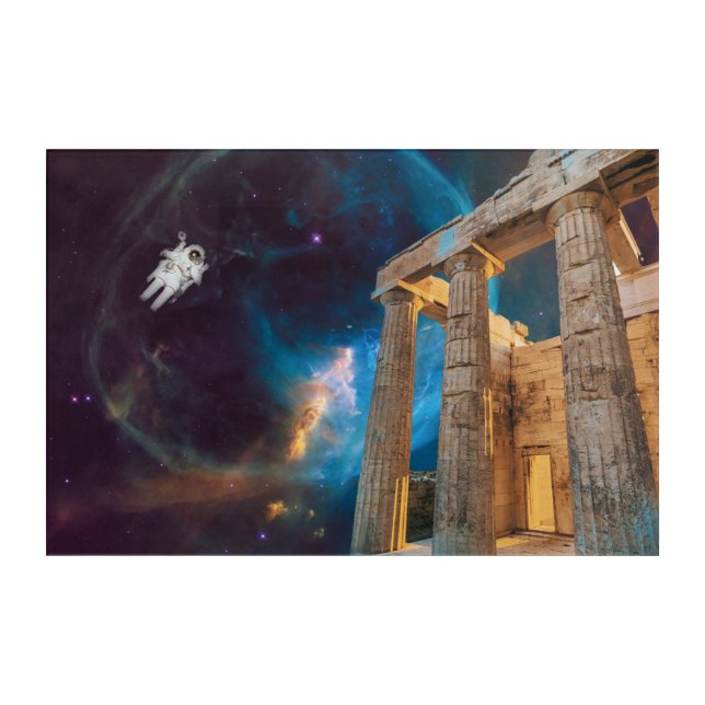 Parthenon Acropolis Greece Meets Space Acrylic Print (Front)