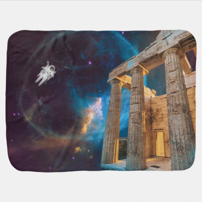 Parthenon Acropolis Greece Meets Space Baby Blanket (Horizontal)