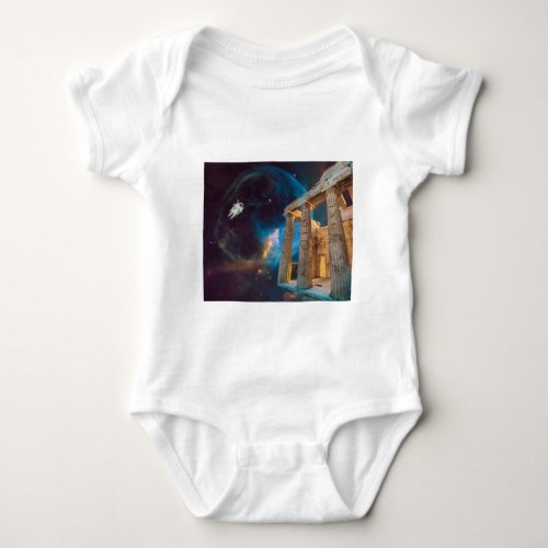 Parthenon Acropolis Greece Meets Space Baby Bodysuit