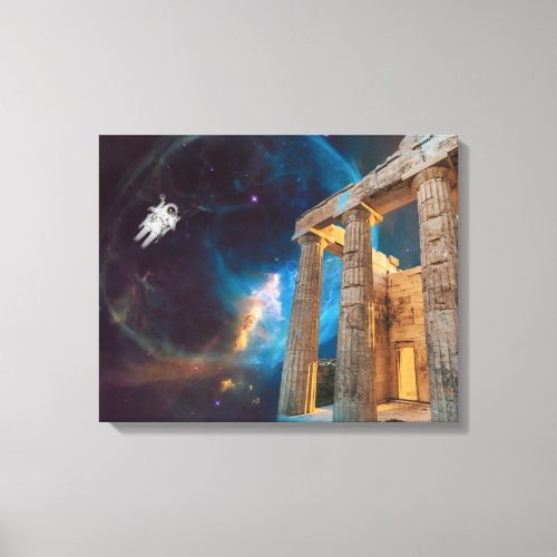 Parthenon Acropolis Greece Meets Space Canvas Print