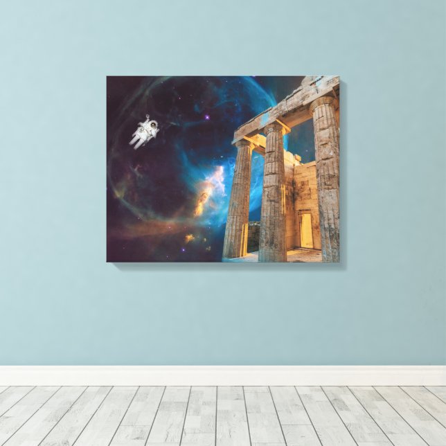 Parthenon Acropolis Greece Meets Space Canvas Print (Insitu(Wood Floor))