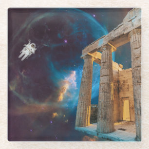 Parthenon Acropolis Greece Meets Space Glass Coaster