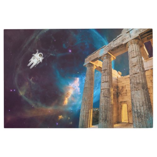 Parthenon Acropolis Greece Meets Space Metal Print