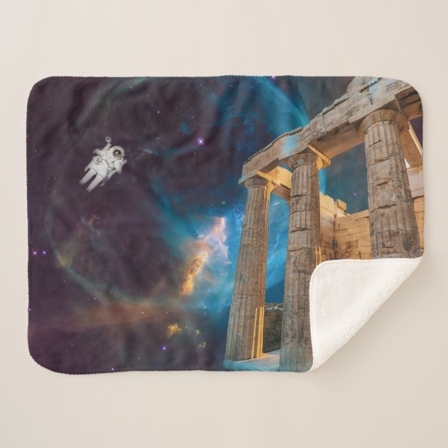 Parthenon Acropolis Greece Meets Space Sherpa Blanket (Front (Horizontal))