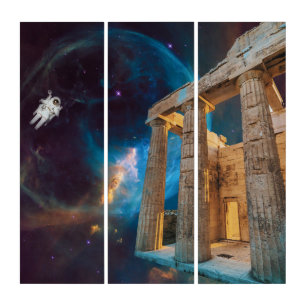 Parthenon Acropolis Greece Meets Space Triptych