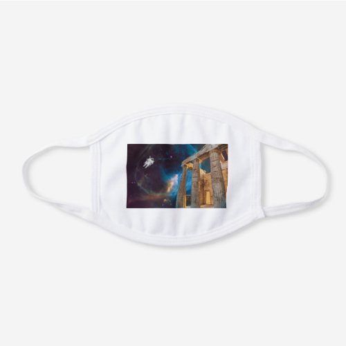 Parthenon Acropolis Greece Meets Space White Cotton Face Mask