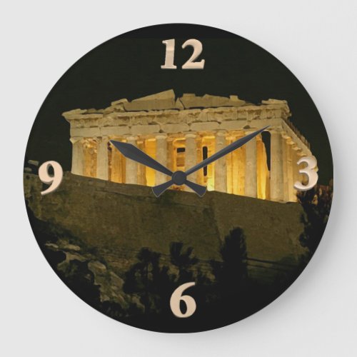 Parthenon at Night Large Clock
