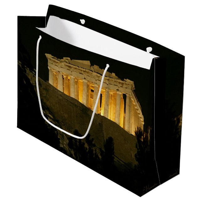 Parthenon at Night Large Gift Bag (Front Angled)