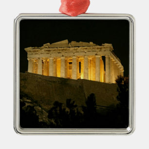 Parthenon at Night Metal Ornament