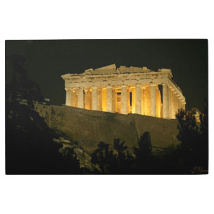 Parthenon at Night Metal Print
