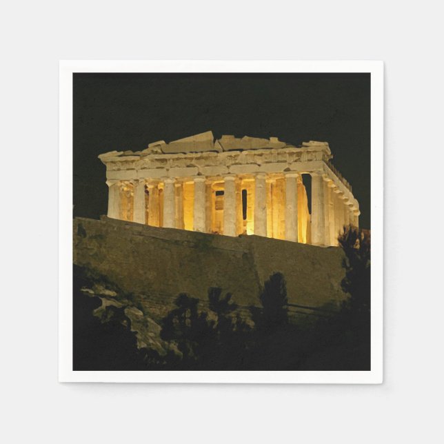 Parthenon at Night Paper Napkins (Front)