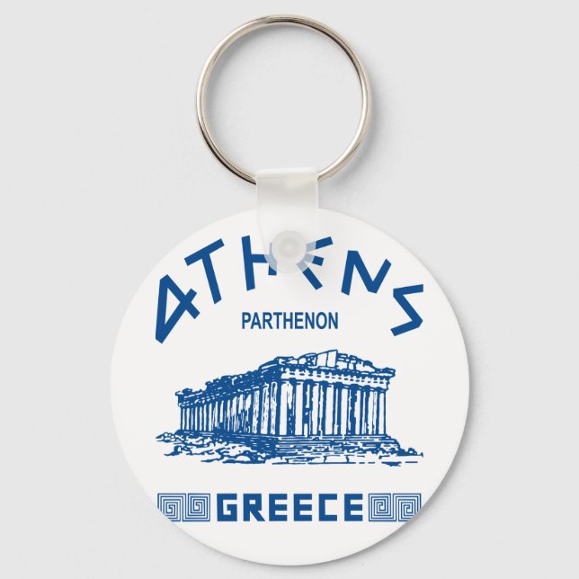 Parthenon - Athens - Greek (blue) Keychain (Front)