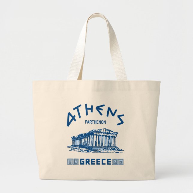 Parthenon - Athens - Greek (blue) Large Tote Bag (Front)