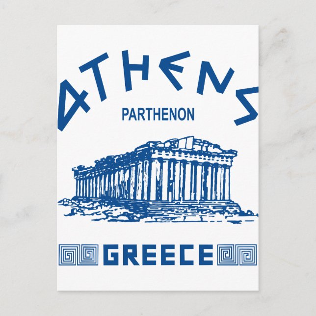 Parthenon - Athens - Greek (blue) Postcard (Front)