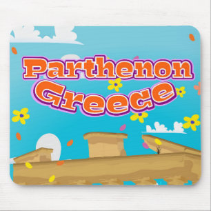 Parthenon Greece travel poster. Mouse Pad
