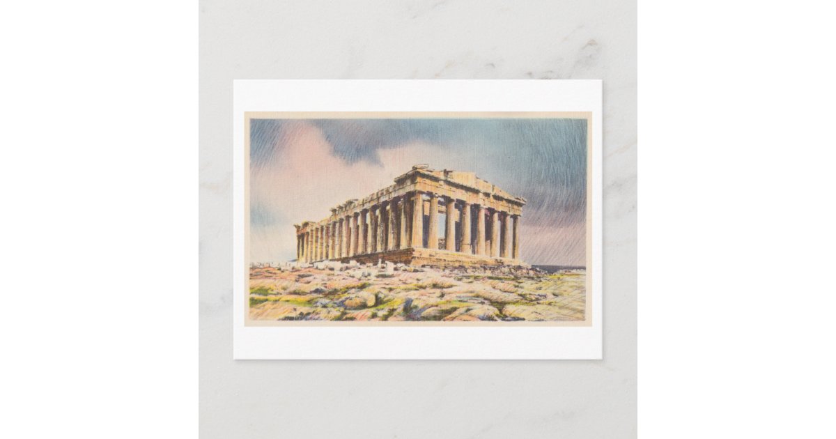 Parthenon in Acropolis, Athens, Greece, Vintage Postcard | Zazzle