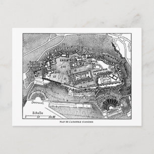 Parthenon in Athens Map Postcard