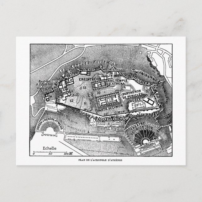 Parthenon in Athens Map Postcard (Front)