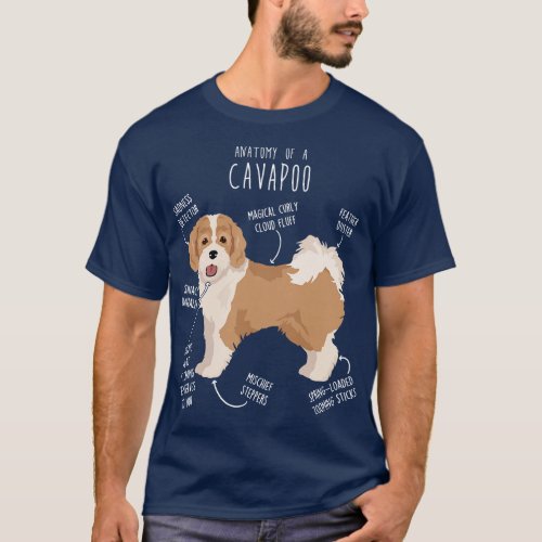 Parti Cavapoo Dog Anatomy T_Shirt