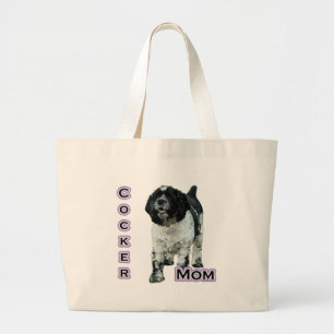 Parti Cocker Spaniel Mom; Mom of Cocker Spaniel Large Tote Bag