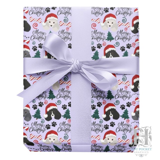 Parti Poodle Christmas Gift Wrapping Paper Purple (Creator Uploaded)